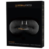 Intellinetix wearable vibration therapy eye mask for headache and sinus pressure relief in black retail box