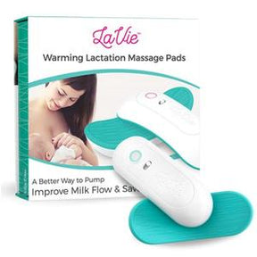 Warming lactation massage pads for improving milk flow, shown with packaging.