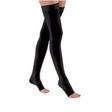Black open-toe thigh-high compression stockings for medical support