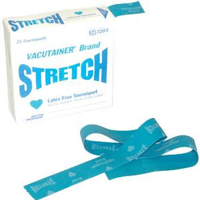 Latex-free medical tourniquet blue strip with Vacutainer Stretch packaging box