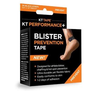 KT Tape Performance+ blister prevention tape packaging, foot with tape applied, medical supplies
