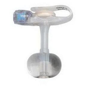 Clear medical gastrostomy tube with balloon for enteral feeding, isolated on white background