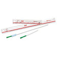 Sterile intermittent urinary catheters with green connectors and packaging