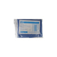 Packaged blue medical table cover with product label, disposable hospital supply