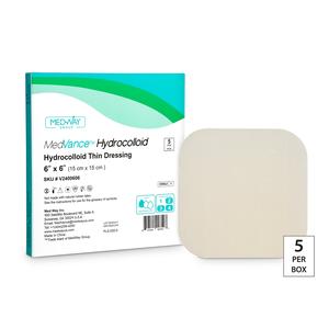 Hydrocolloid thin dressing 6x6 inch, medical wound care bandage, 5 per box