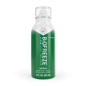 Biofreeze menthol pain relief spray bottle, 3 fl oz, for sore muscle and joint relief