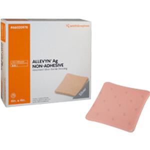 Allevyn AG non-adhesive antimicrobial foam wound dressing with box, 4in x 4in