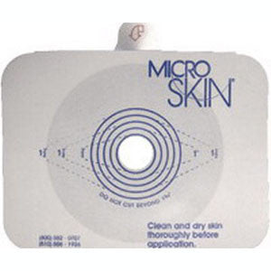 MicroSkin medical adhesive barrier with central opening, circular cut guide, white background