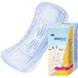 Absorbent incontinence pad and packaging for bladder control, medical supply product.