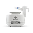 White tabletop nebulizer machine with mask and control buttons, essential medical device