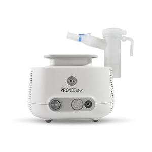 White tabletop nebulizer machine with mask and control buttons, essential medical device