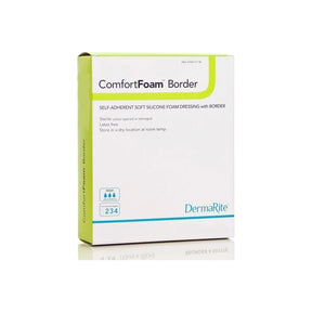 ComfortFoam Border silicone foam dressing box for wound care, latex free, high absorbency