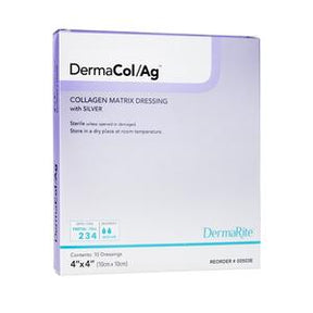 DermaCol/Ag collagen matrix dressing with silver, sterile wound care product box 4x4 inch