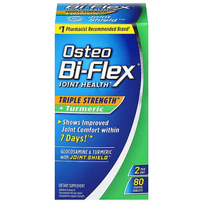 Osteo Bi-Flex Joint Health Triple Strength Turmeric supplement box, 80 coated tablets