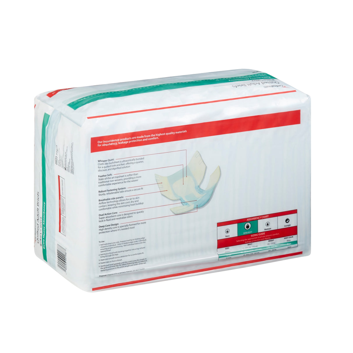 Wings Ultra Quilted Brief With Breatheeasy Technology, Large, 45" - 58", Absorbency Level 2