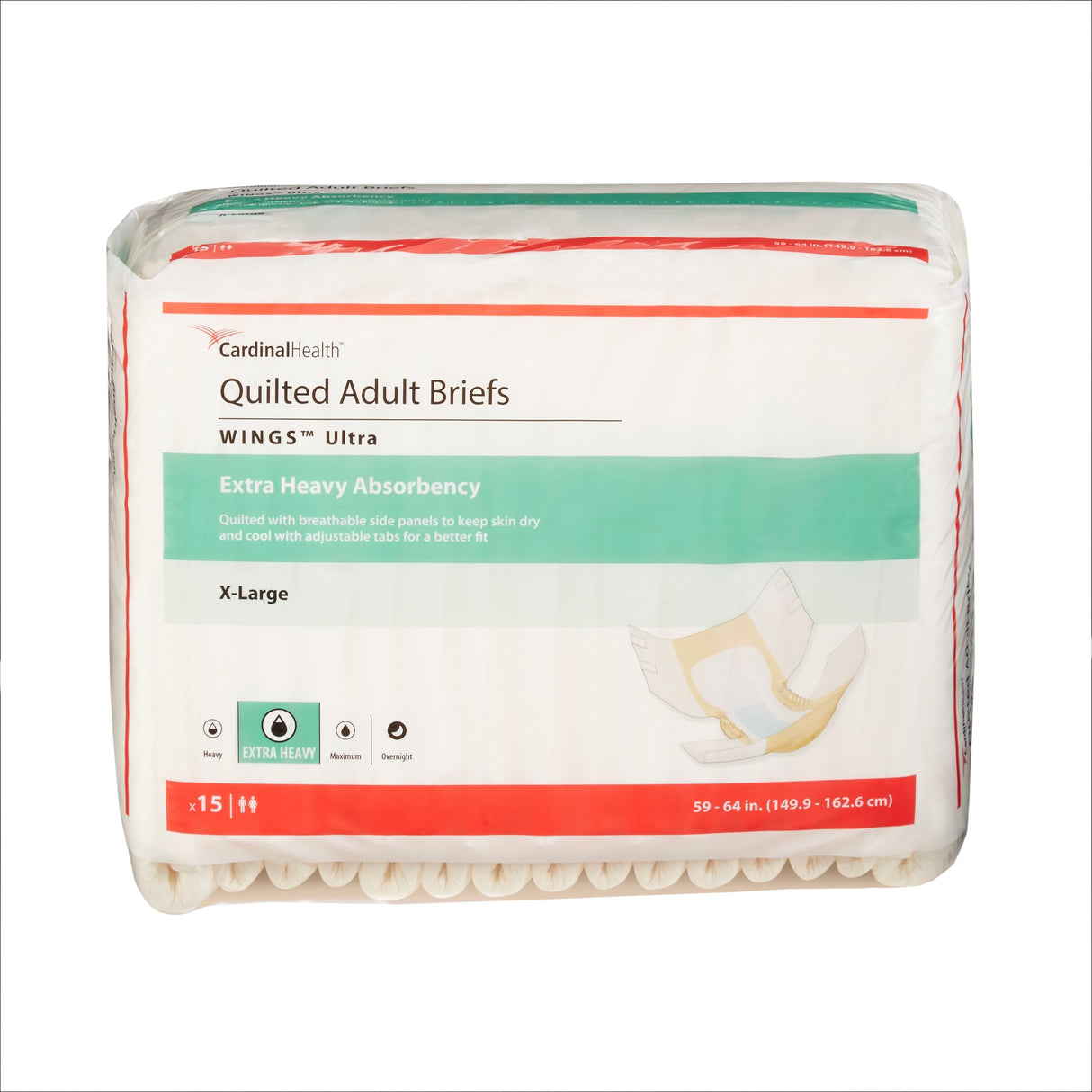 Wings Ultra Quilted Brief With Breatheeasy Technology, X-large, 59" - 64"