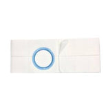White ostomy barrier with blue ring, medical supply for stoma care and wound protection