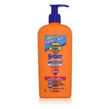 Banana Boat Sport SPF 50 sunscreen lotion in orange pump bottle, family size.
