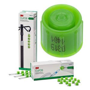3M Curos green disinfecting caps with packaging for IV therapy infection control