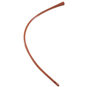 Red rubber medical catheter isolated on white background, flexible urinary tube