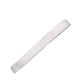 white elastic medical strap with hook-and-loop closure on white background