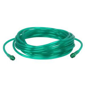 Coiled green oxygen tubing with connectors for home medical supply use