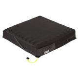 Black ROHO wheelchair seat cushion with air valve for pressure relief