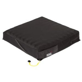 Black ROHO wheelchair seat cushion with air valve for pressure relief