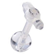 Clear gastrostomy feeding tube device with balloon end on white background