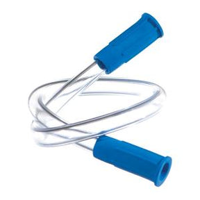 Clear medical tubing with blue connectors for essential medical supply delivery