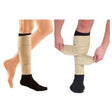 Beige adjustable compression leg wraps for chronic condition support, shown on lower legs
