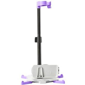 Adjustable medical infusion stand with purple and gray base for home healthcare