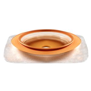 Convex hydrocolloid ostomy barrier ring for stoma care, on white background