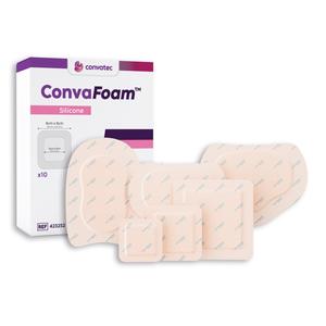 Silicone foam wound dressings in various sizes with product box for medical supply home delivery