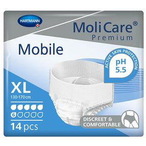 Hartmann MoliCare Premium Mobile adult pull-up underwear XL, 14-pack, discreet and comfortable absorbent briefs for skin protection