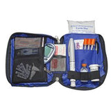 Diabetes travel case with glucose meter, test strips, lancets, insulin pens, alcohol swabs and supplies