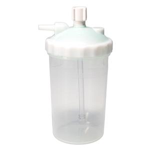 Clear plastic medical humidifier bottle with white cap for oxygen concentrator use