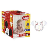 Huggies baby diapers box featuring Mickey Mouse design and a displayed diaper, home medical supplies