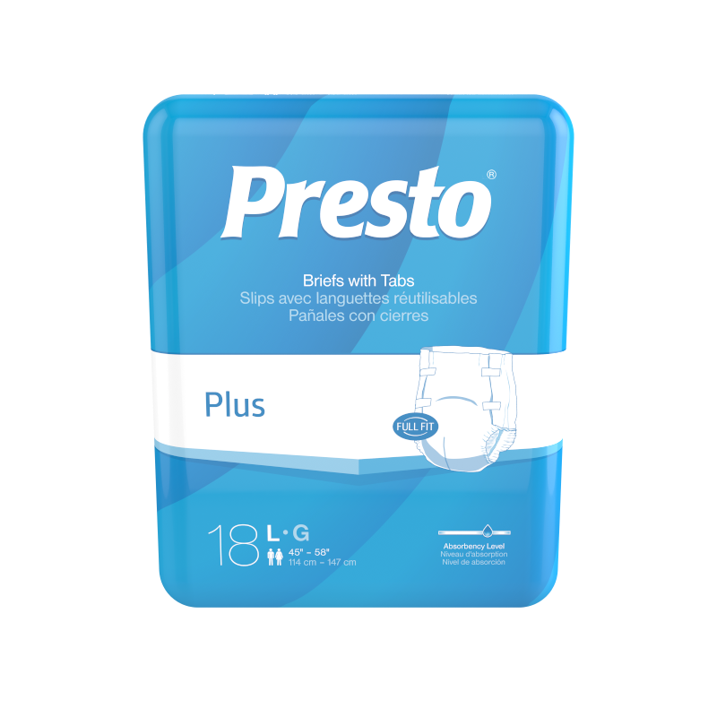Presto Breathable Brief, Value Plus Absorbency, Large, 45"-58"