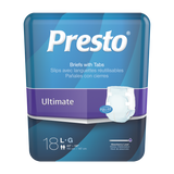 Presto Maximum Absorbency Ultimate Incontinence Brief, Large, Unisex, 45" To 58" Circumference, Blue