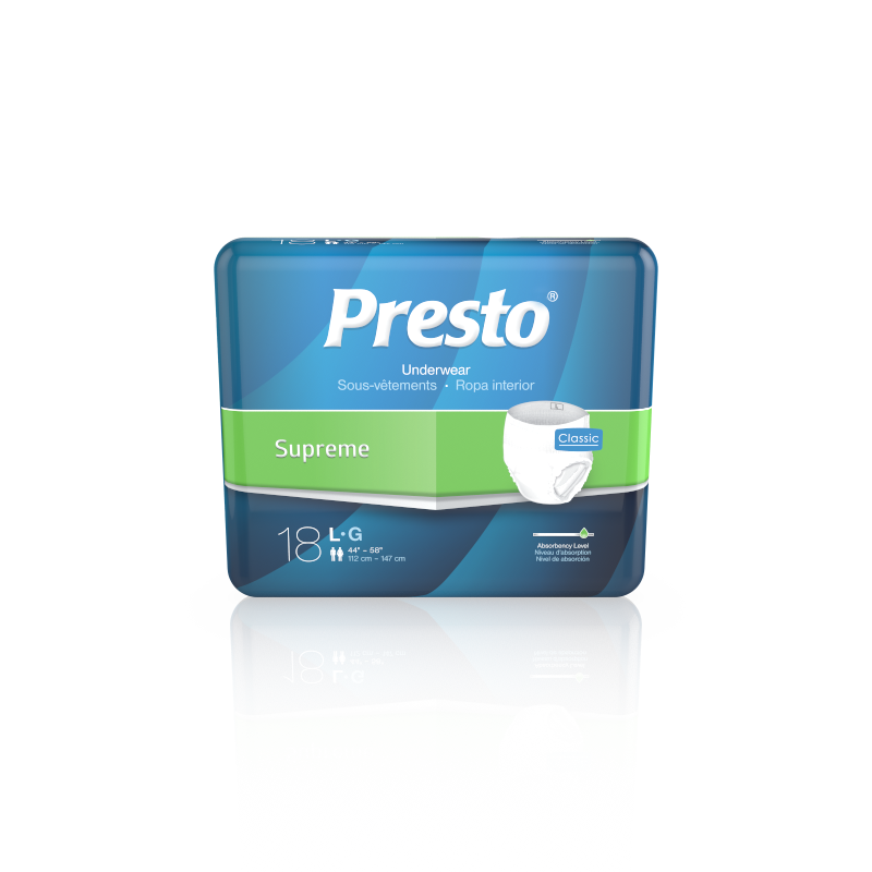 Presto Supreme Classic Protective Underwear Large 45" - 58" Maxiumum Absorbency