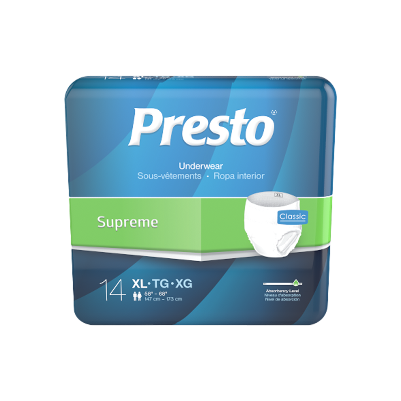 Presto Supreme Classic Protective Underwear X-large 58" - 68" Maximum Absorbency