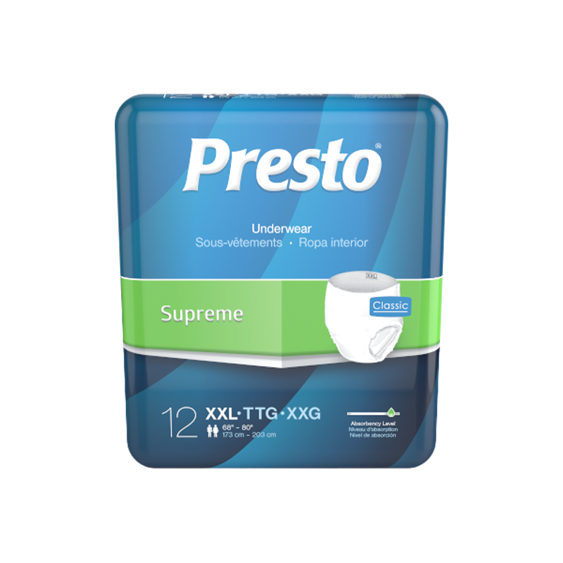 Presto Supreme Classic Protective Underwear Unisex XX-large 68" - 80" Maximum Absorbency