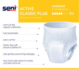SENI ACTIVE CLASSIC PLUS PULL UP UNDERWEAR LARGE- 39"-53"
