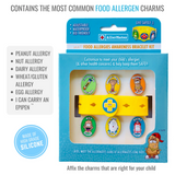 Kids' food allergies awareness bracelet kit with silicone charms for common allergens.