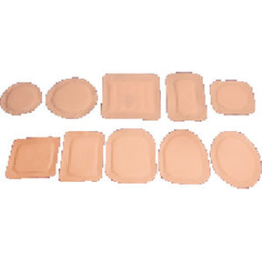 Assorted hydrocolloid wafers in various shapes and sizes for wound or stoma care
