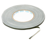 Gray adhesive tape roll with a partially peeled strip, medical supply product.