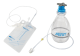 Medical drainage bottle and collection bag with tubing for fluid management