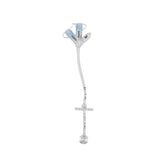 Medical gastrostomy feeding tube with dual ports and measurement markings on white background
