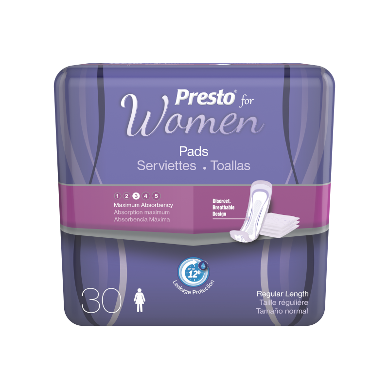Presto Maximum Absorbency Incontinence Pad, 12"